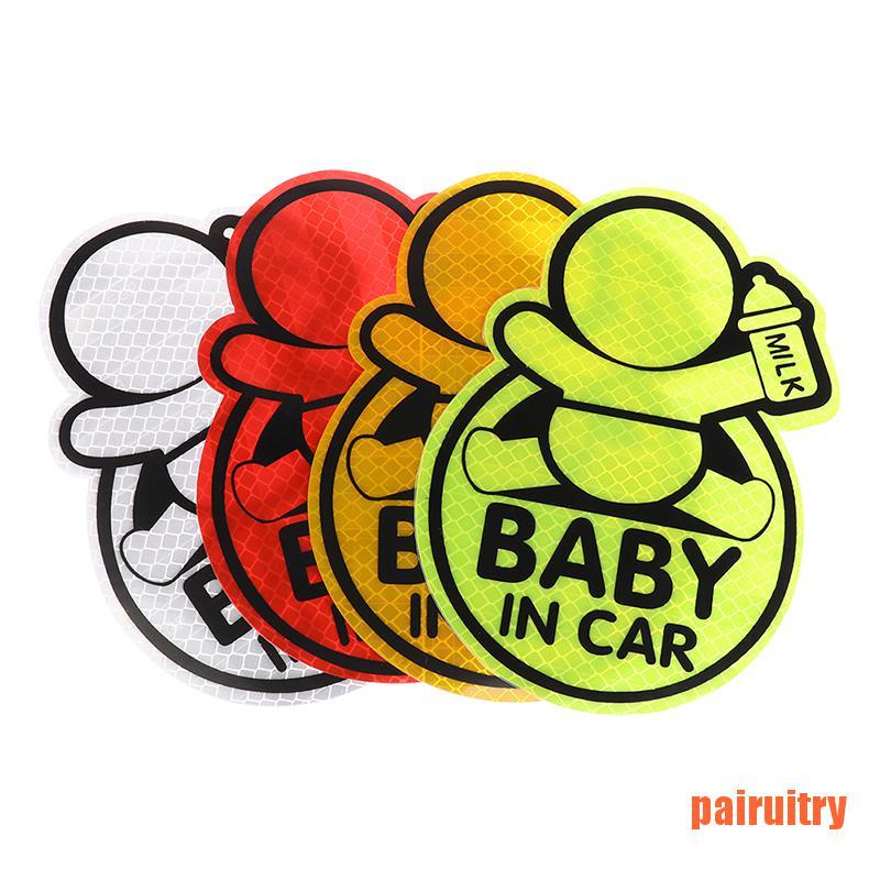 Stiker Reflektif Motif Baby On Board Bahan Vinyl Untuk Bumper Jendela Mobil