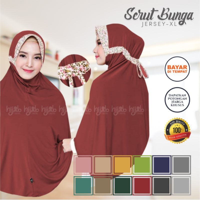 Az-HIJAB SERUT BUNGA/JILBAB KOMBINASI/FASHION WANITA/TERBARU/MURAH