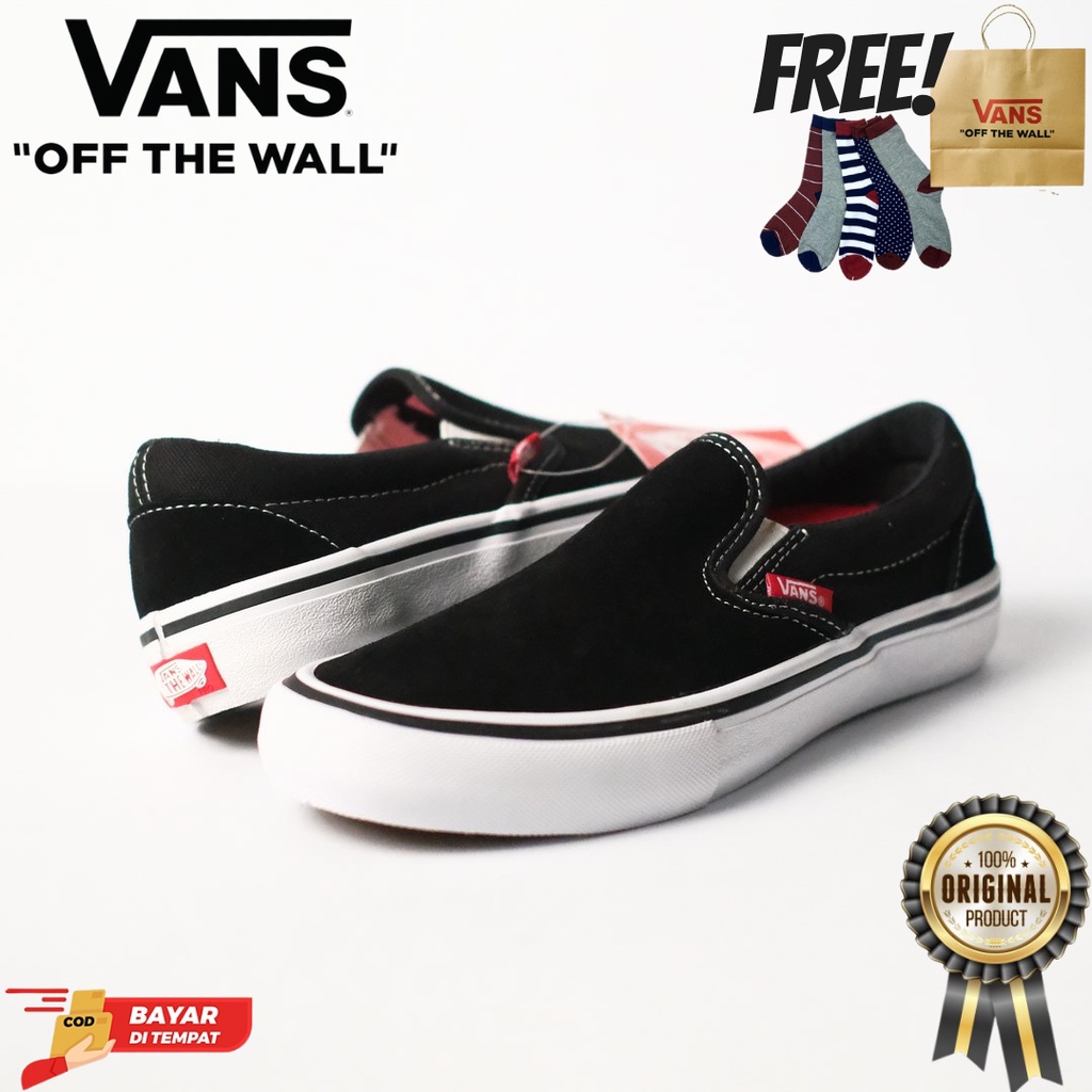 SALE DISKON! V4NS PRO SLIP-ON BLACK/WHITE 100% ORIGINAL BNIB