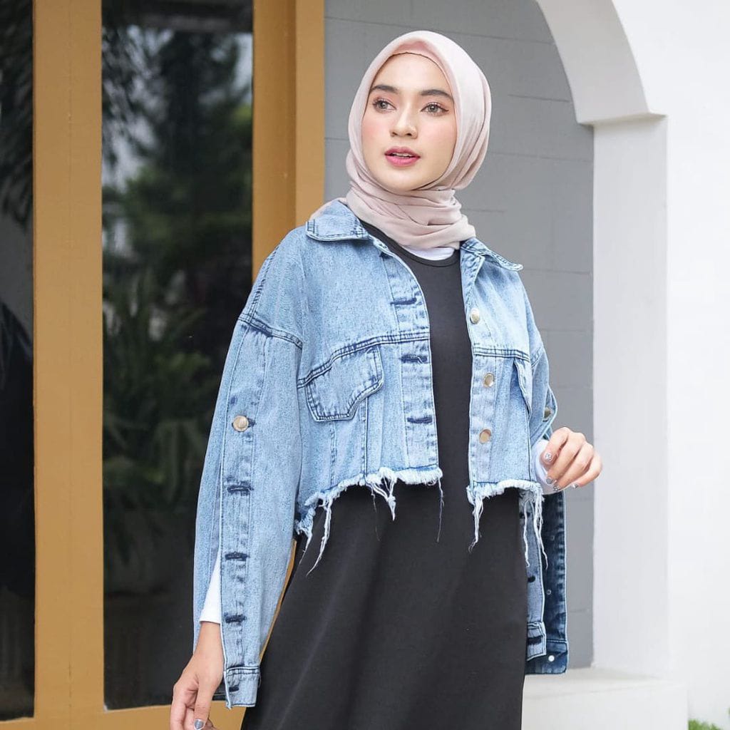 Jaket Jeans Oversize LD 110 - 150 // Jaket Jumbo Saku Wanita Sandwash Denim Premium-KEJORA LD105