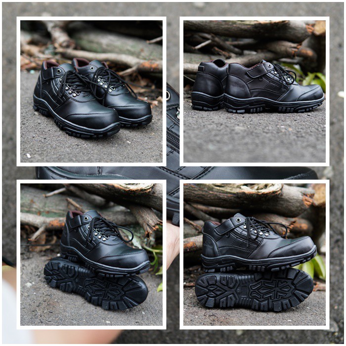 Sepatu Boots Pria Crocodile Morisey Pendek Safety / Ujung Besi TERMURAH Zipper