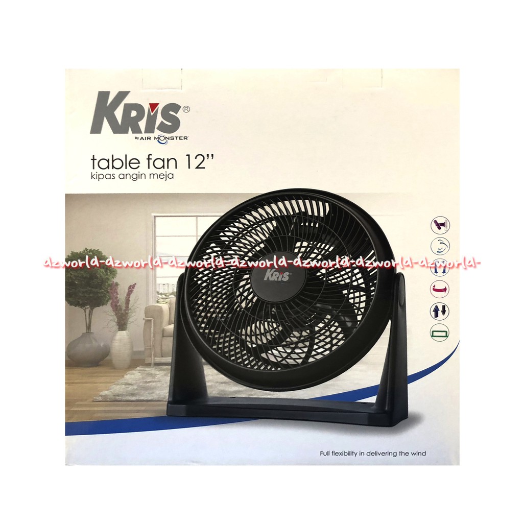 Kris Air Monster Table Fan 12inch Kipas Angin Meja Hitam Black 2-in-1 Fan Desk &amp; Wall Kris Home Appliance Kribow Black Fan 30 cm