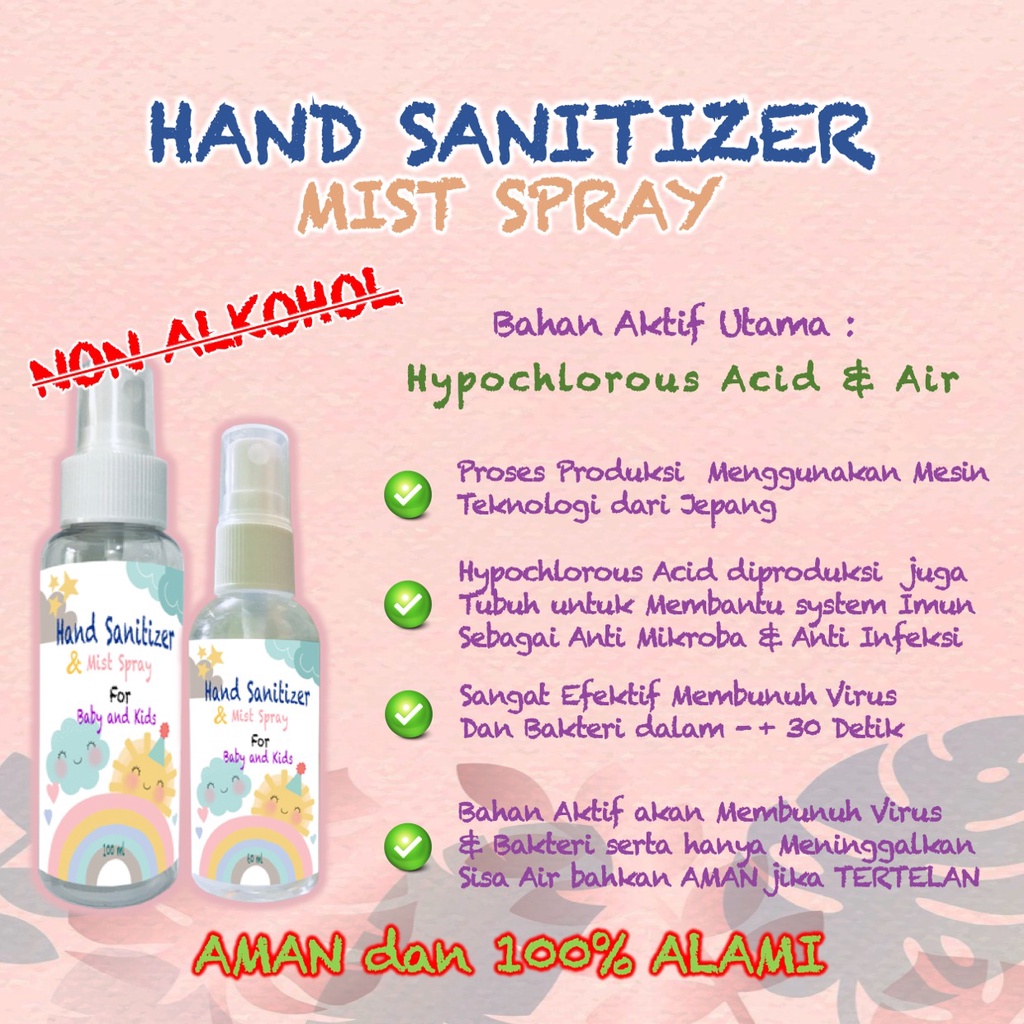 Hand Sanitizer Anak Hand Sanitizer Bayi Hand Sanitizer Spray Aman untuk Anak dan Bayi