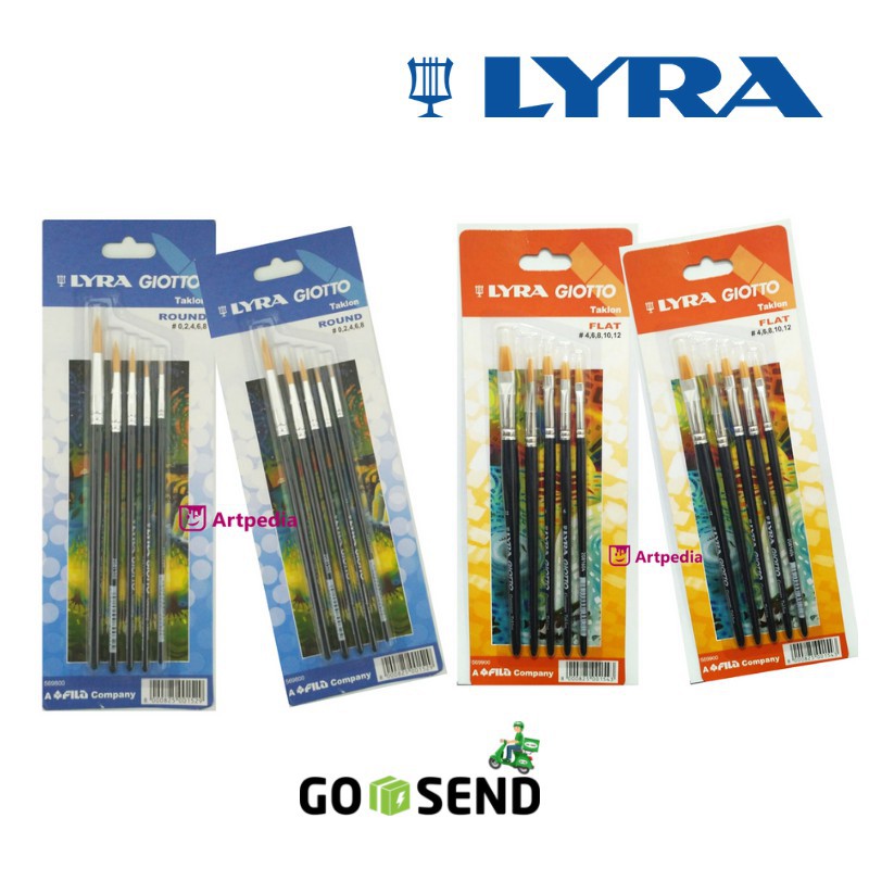 

LYRA Art Brush Set (isi 5) LYRA Brush Set Flat dan LYRA Brush Set Round isi 5 Kuas Lukis Lyra Set