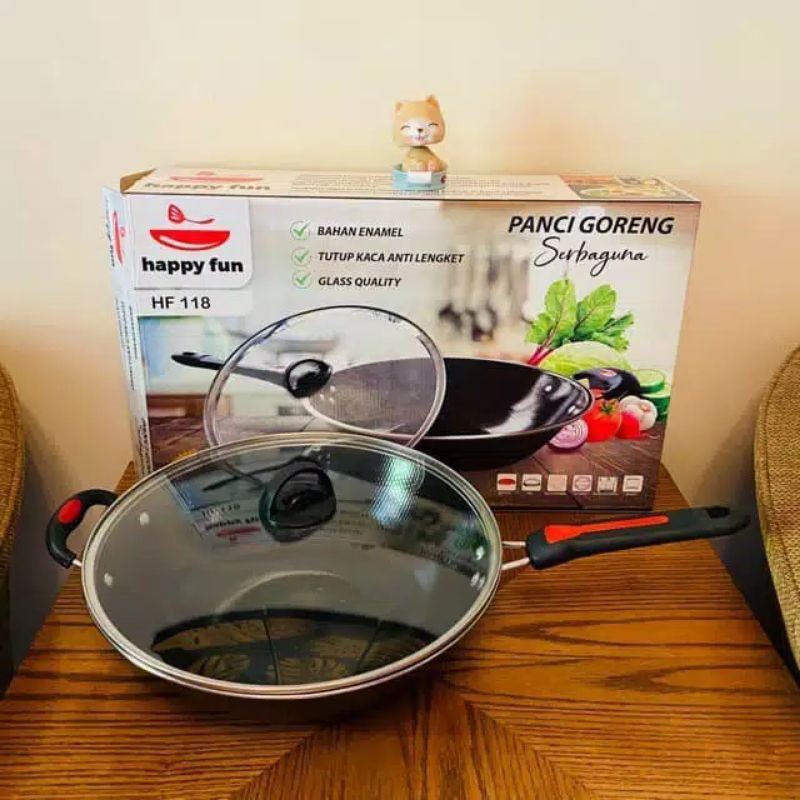 PANCI SERBAGUNA/PANCI GORENG ENAMEL HAPPY FUN