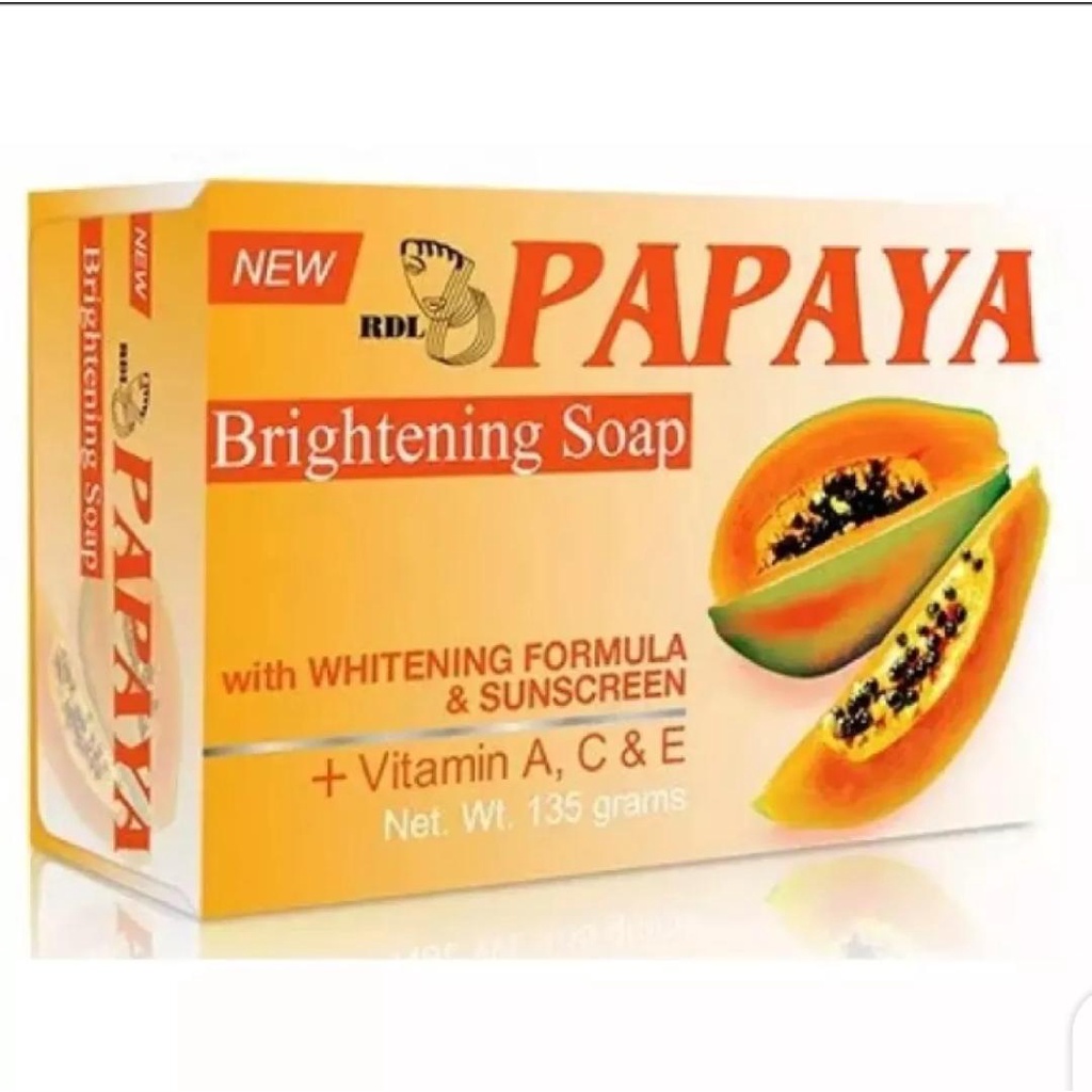 Sabun Papaya RDL Besar / Sabun Pencuci Muka Pepaya / Papaya Whitening Soap plus Vit A, C &amp; E / Sabun Pepaya RDL Asli Original BPOM - 135gram