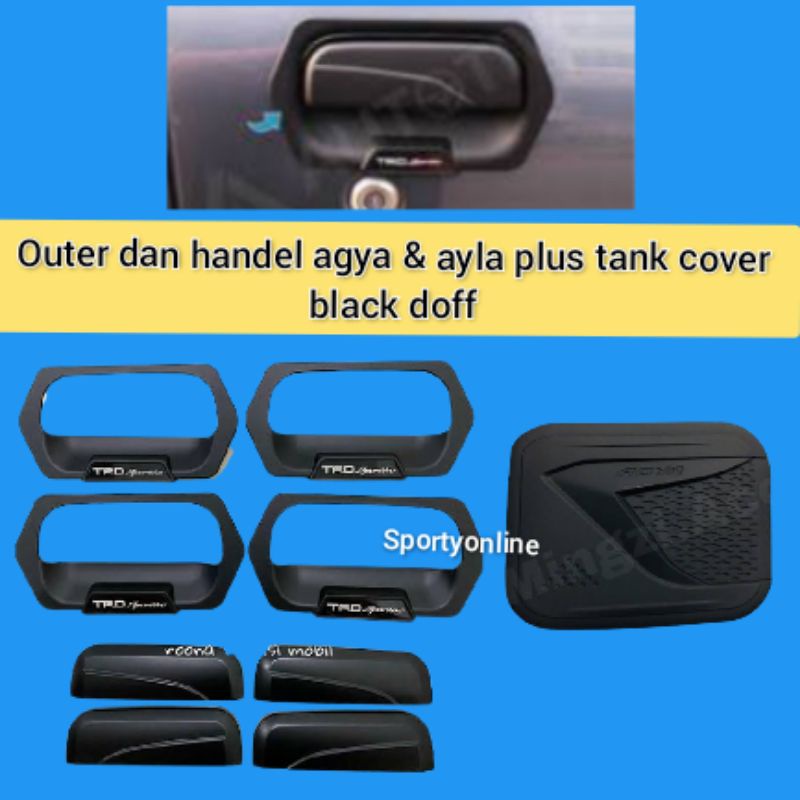 outer dan handel plus tank cover agya ayla black doff