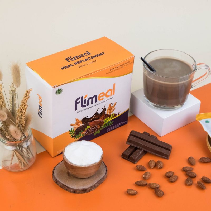 flimeal meal replacement rasa coklat by flimty - penganti makanan 1 box 12 sachet