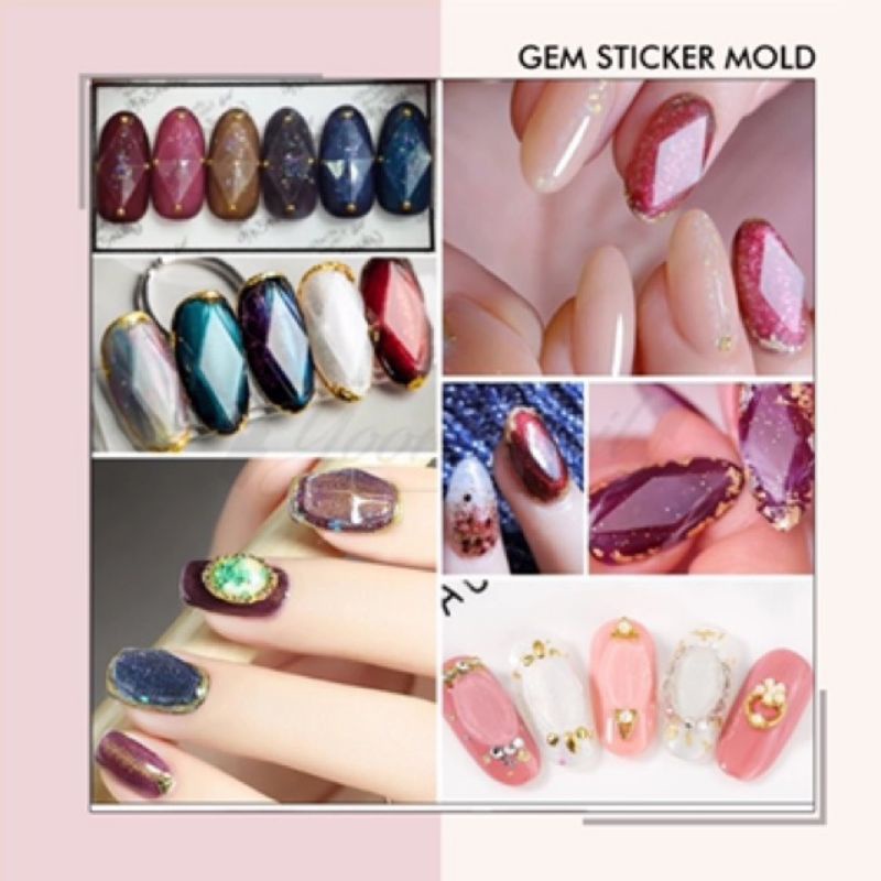 Gem sticker printing mold nail art gel gem effect transparant model nails