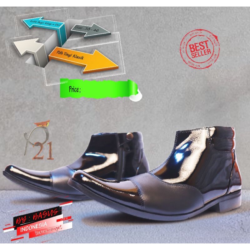 sepatu pdh tinggi klasik/ polki p21 /sepatu p21/ sepatu dinas p21