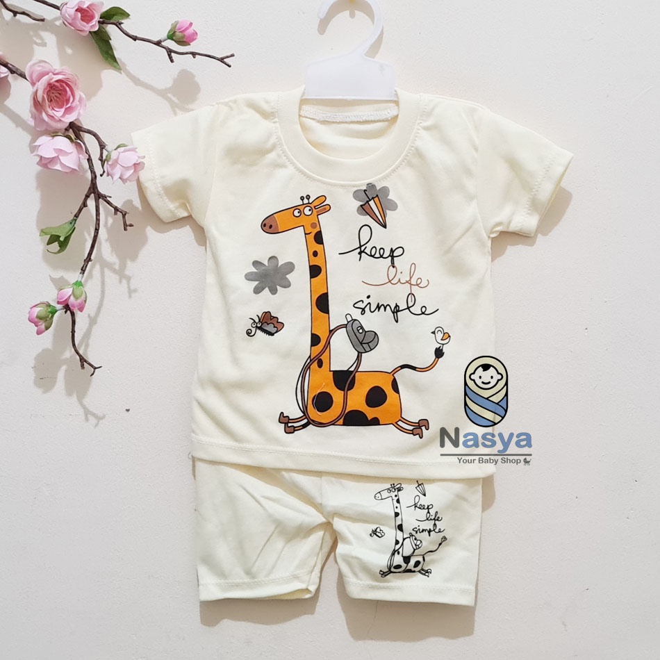 [J-002] Setelan Baju Pendek bayi laki-laki / Baju anak bermotiif MURAH (0-6 bulan)