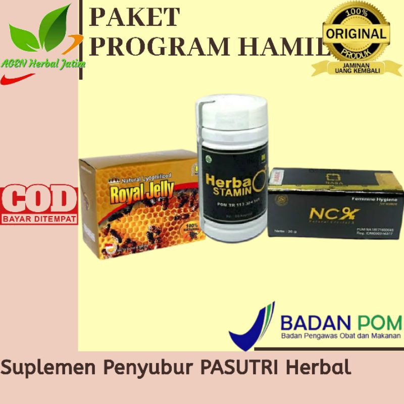 Paket Promil Herbal Alami Crystal X, Royal Jelly & Herbastamin Nasa Paket Penyubur Pria Dan Wanita
