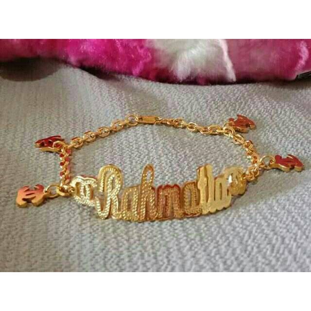 GELANG NAMA VARIASI CHANEL / GELANG LAPIS EMAS / AKSESORIS CUSTOM