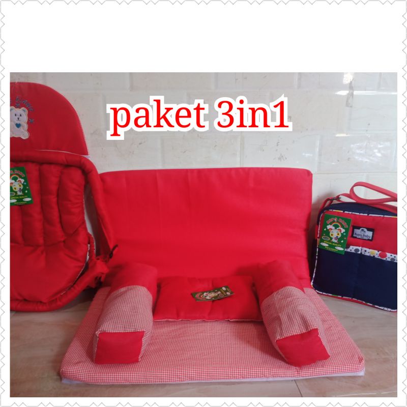 paket 3in1 Tas bayi SP matras dan gendongan depan bordir