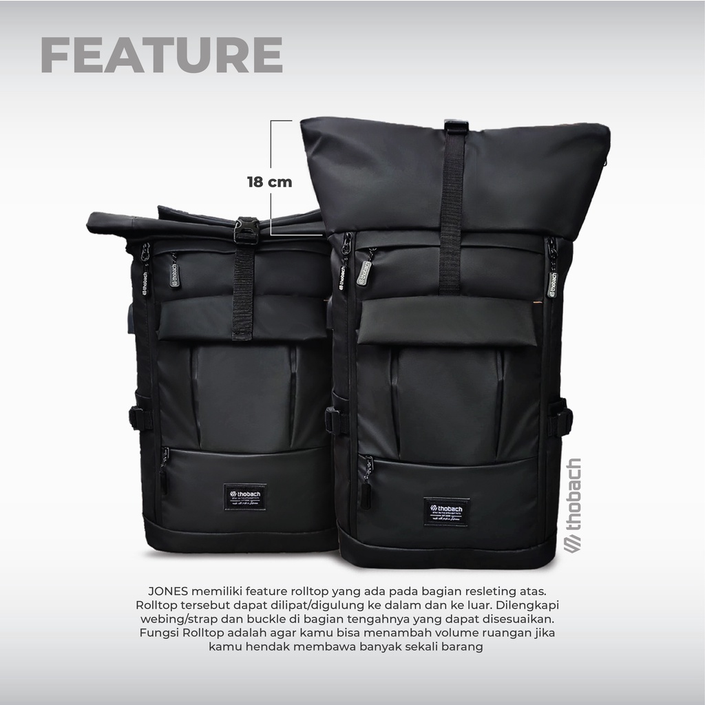 THOBACH-BACKPACK WATERPROOF JONES TAS MULTIFUNGSI PRIA WANITA TAS SEKOLAH TAS KANTOR TAS TRAVELING