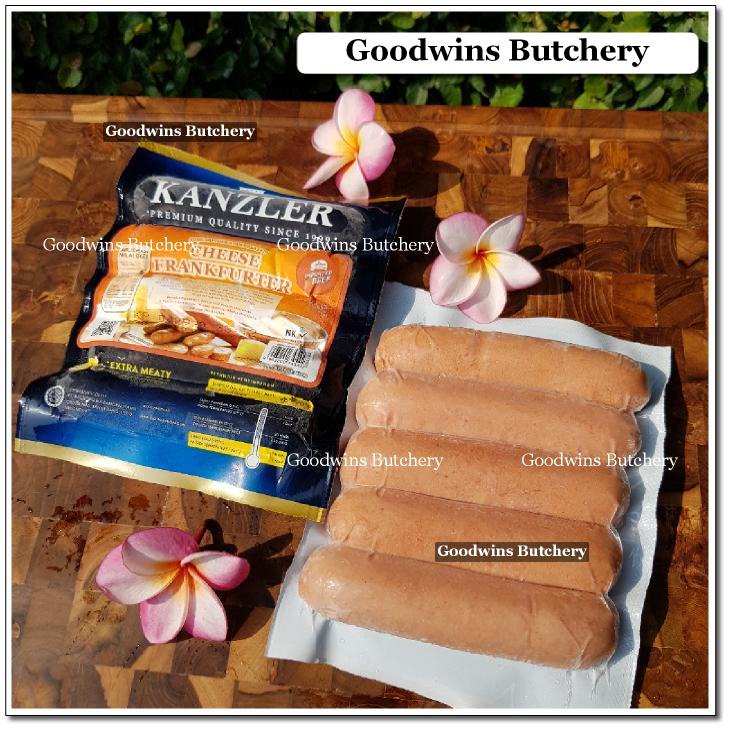 

CHICKEN & BEEF CHEESE FRANKFURTER SAUSAGES sausage frozen 6" 15cm KANZLER 5pcs 360g