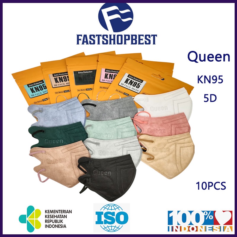 [Queenmask] masker kn95 pro 5D 5ply 10pcs masker KN95 warna