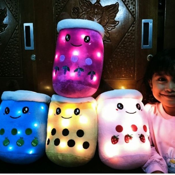 Boneka Boba Milk Tea Lampu Led