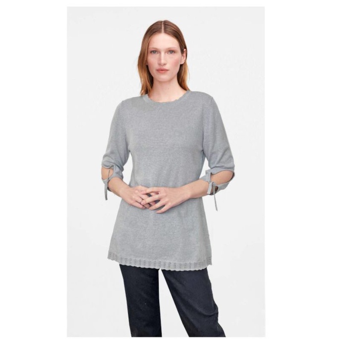 Amelie grey tied sleeve detail knit top