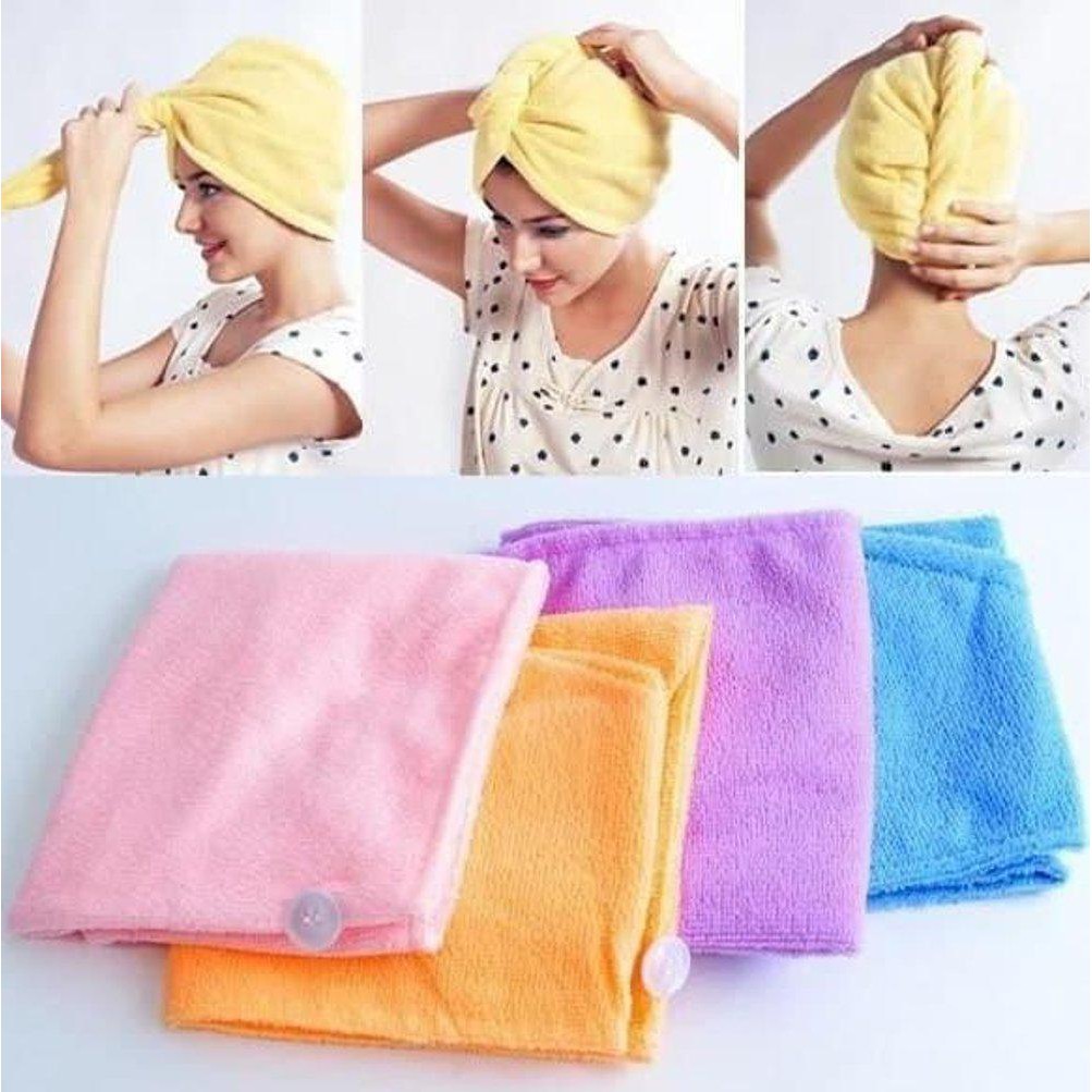 Handuk Kepala / Handuk Keramas Microfiber / Lap Pengering Rambut Praktis Dan Cepat