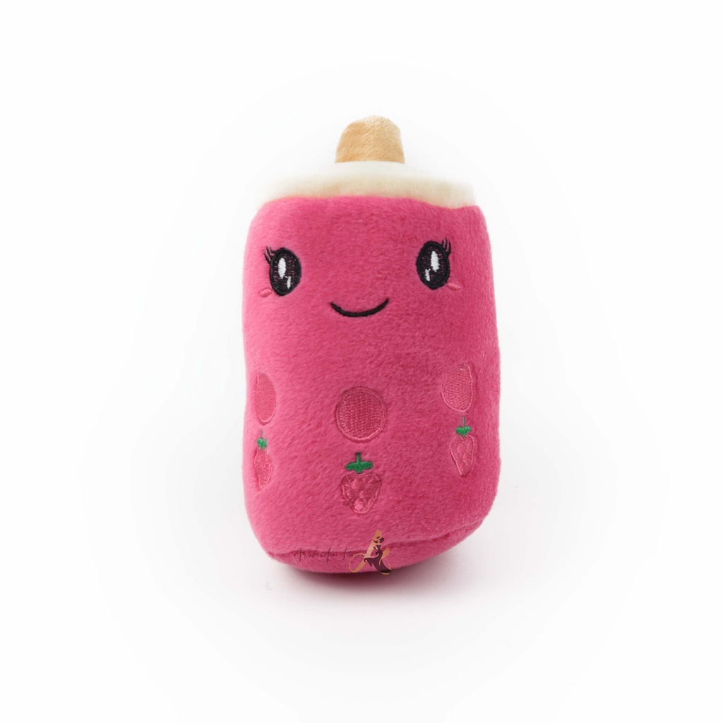 Boneka Boba Kecil Cangkir Milk Tea Bahan Felboa Tinggi 23 cm Berlabel SNI Gambar Bordir