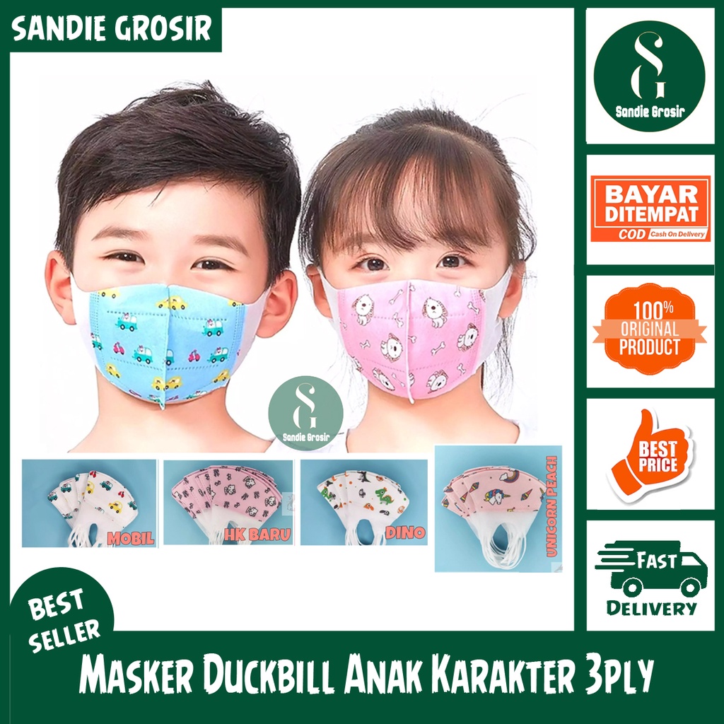Masker Duckbill Anak Motif Kartun 3ply Disposable isi 50 pcs
