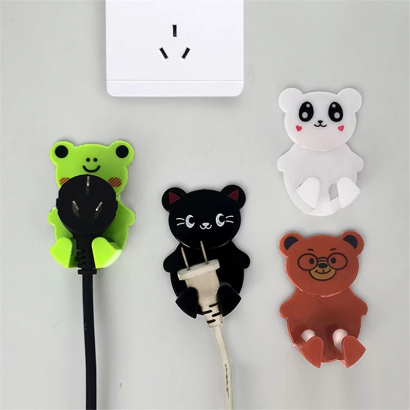 [Cute Cartoon Power Cord Plug Bracket] [Self-adhesive Non-perforated Data Cable Storage Hangers] [Grocery &amp; Key &amp; Bathroom Towel Storage Hooks]