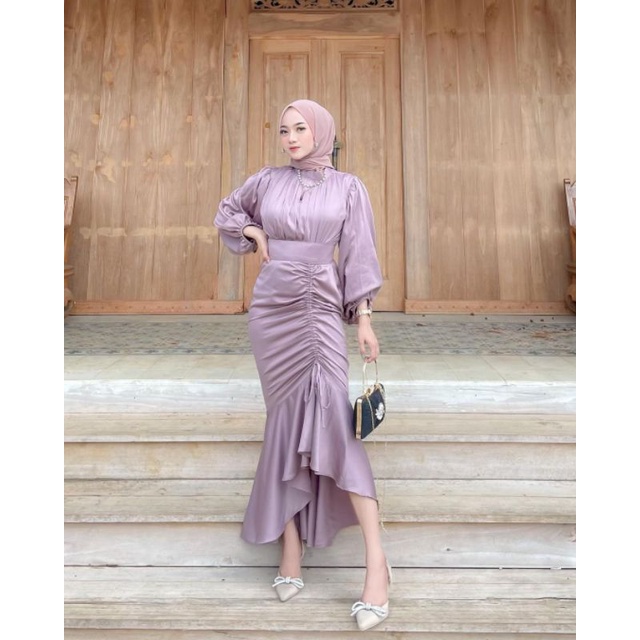 Shiren Dress Silk dress satin serut gamis pesta custom bridesmaid murah