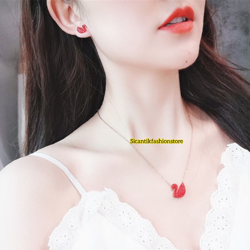 Kalung angsa swan titanium anti karat Uk45cm KT-25 Kalung Titanium Bermotif Angsa Anti Karat selamanya Kalung Wanita Kekinian Fashion wanita terlaris anti Karat tidak luntur kalung titanium wanita