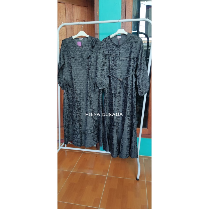 Gamis Couple Ibu dan Remaja Rauna Terbaru / GD 25, GR 25 Hitam / Fashion Muslim