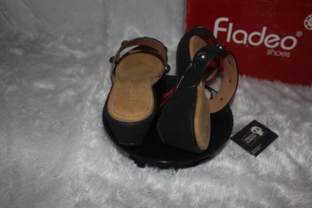 HEELS WEDGES BRANDED FLADEO ORIGINAL BLACK FLORAL SIZE 39