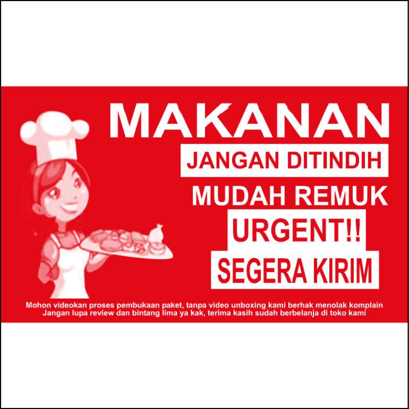 

STIKER MAKANAN 1 UK 7.5 X 12.5 CM FOOD DELIVERY FRAGILE URGENT