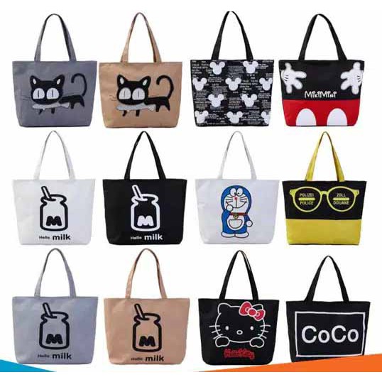 OTS 456 - Totebag cat eat fish seri model baru/totebag wanita