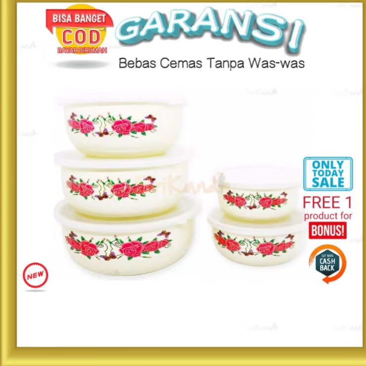 Rantang Mangkok Mixing Bowl Mangkuk Set Susun 5 Enamel Gsf - 2028