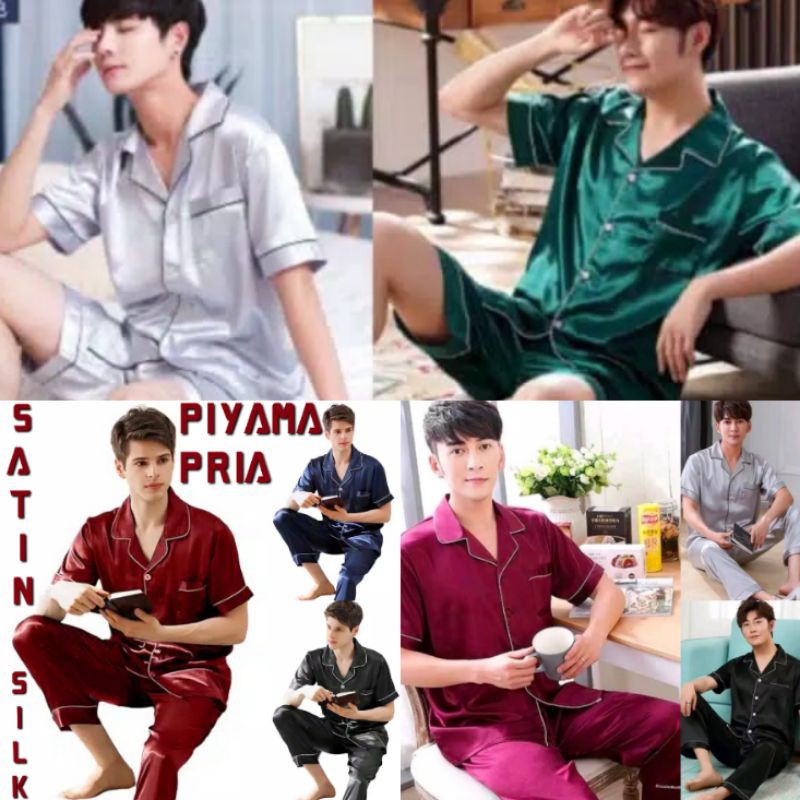 PIYAMA COWOK DEWASA LD 110 120 JUMBO SATIN SILK