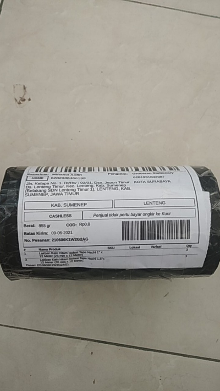 Lakban Kain Hitam Isolasi Tape Nachi 1 X 12 Meter (23 Mm X 12 Meter)