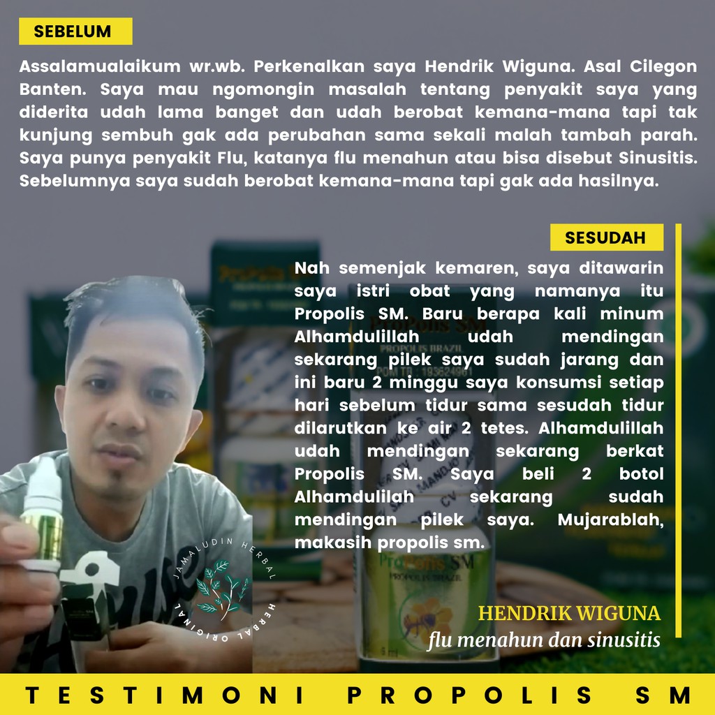 Obat Herbal Tetes Hidung Tersumbat, Polip Hidung, Anosmia - Obat Herbal Polip Hidung Tersumbat, Pilek Menahun, Gondok Kelenjar, Obat Anosmia, Obat TBC, Obat Batuk Berdahak,Obat Hidung Mampet Herbal Propolis SM ASLI-2
