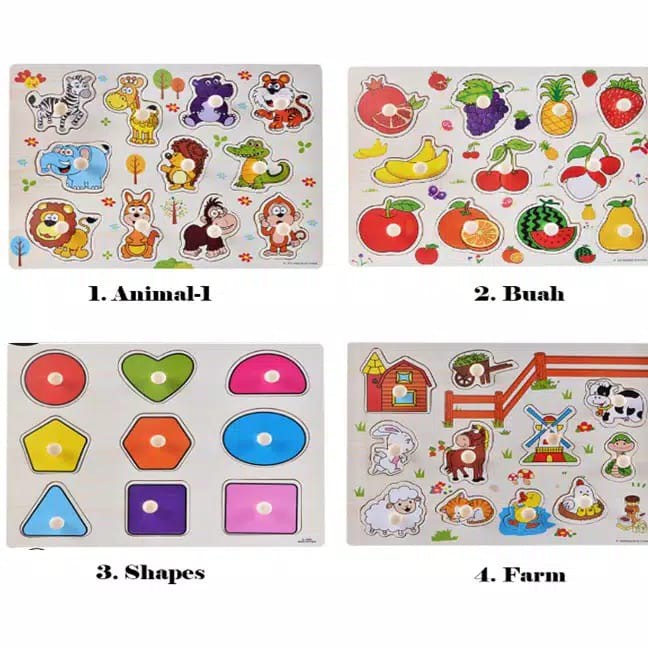 Wooden Knob Puzzle Edukasi Anak