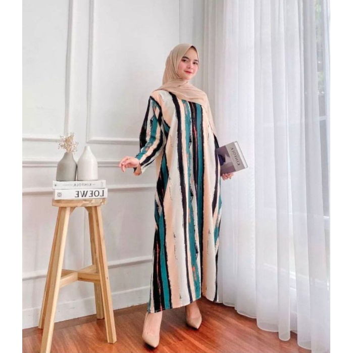 daster long lengan panjang LD 120 PB 130 bawah mata kaki, daster panjang viral kekinian, daster rayon busui terlaris ARBANI COLECTION-ORINA ( SALUR HIJAU