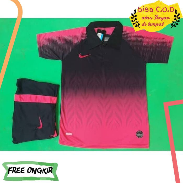 COD-0012 BAJU FUTSAL / BAJU BOLA NIKE DAUN KERAH PINK IMPORT GRADE ORI TERMURAH  NEW