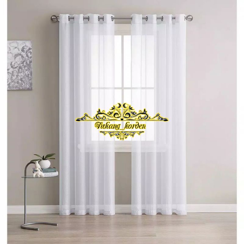 Gorden jendela vitrase poil minimalis putih polos/daleman hordeng/puring gorden murah