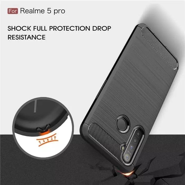 Case Slim Fit Carbon Realme 5 Pro 6.3 inchi Softshell Fiber Multi Carbon Anti Melar