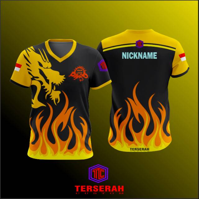 Baju Jersey kaos gaming dota2 , pubg free fire mobile legends custom
