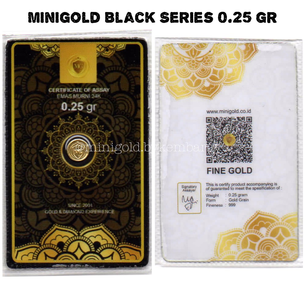 (FREE AMPLOP GIFT SERIES) Logam Mulia Minigold emas 24 karat 0.25 0.5 1 1.5 gram-Black 0.25