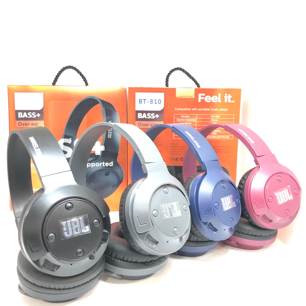 HEADPHONE BLUETOOTH SUPER BIG BASS + BT810 HEADSET BANDO GAMING BLUETOOTH SAMSUNG OPPO VIVO REALME DAN XIAOMI