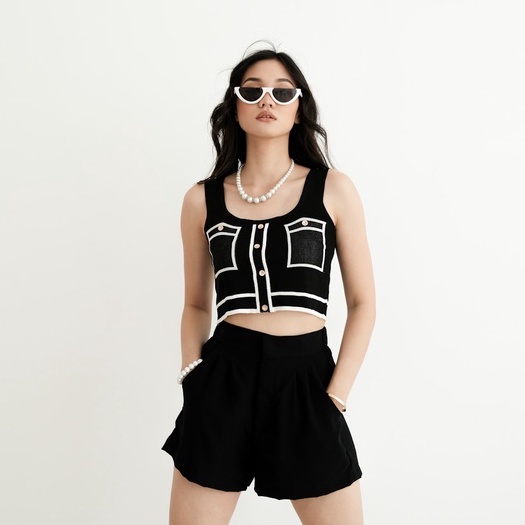 [TAVIA] CHANEL TOP / ATASAN WANITA / TOP KOREA / CROP TOP WANITA