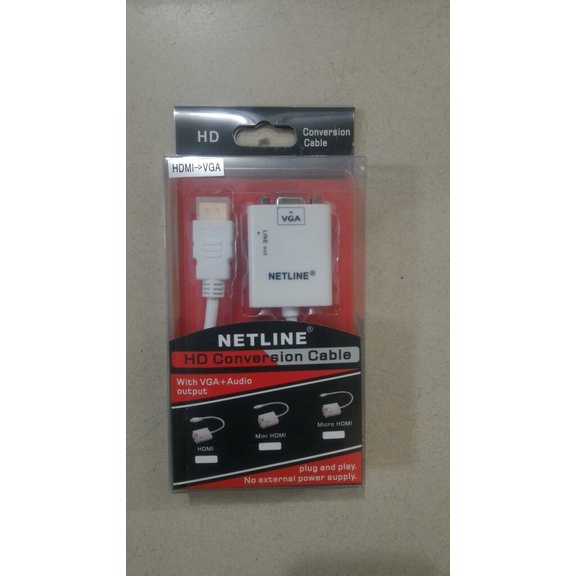 Converter HDTV Male to Vga + audio 3.5mm Netline High Quality