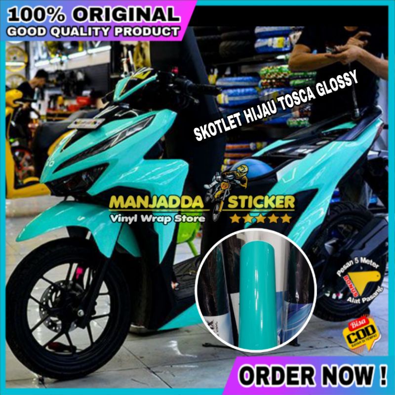 Stiker skotlet hijau tosca glossy kualitas super premium