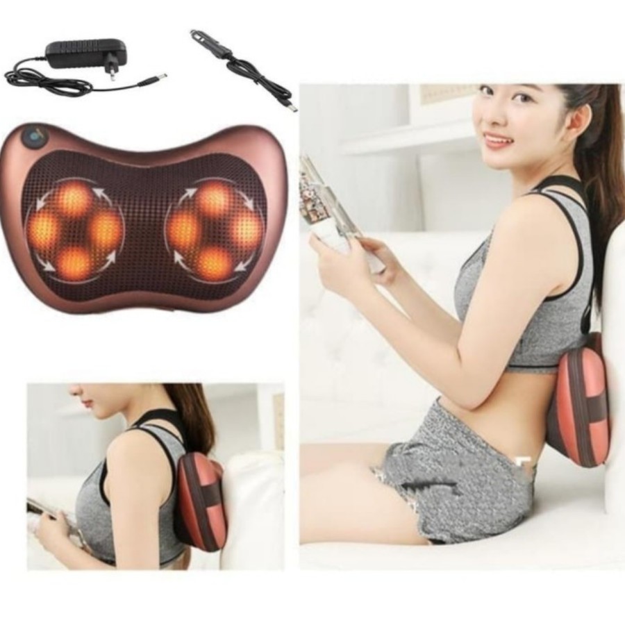 Car Home Massage Pillow Massager / Alat Terapi Pijat Leher Punggung / Bantal Pijit Portable 8 Bola / Car Home Neck