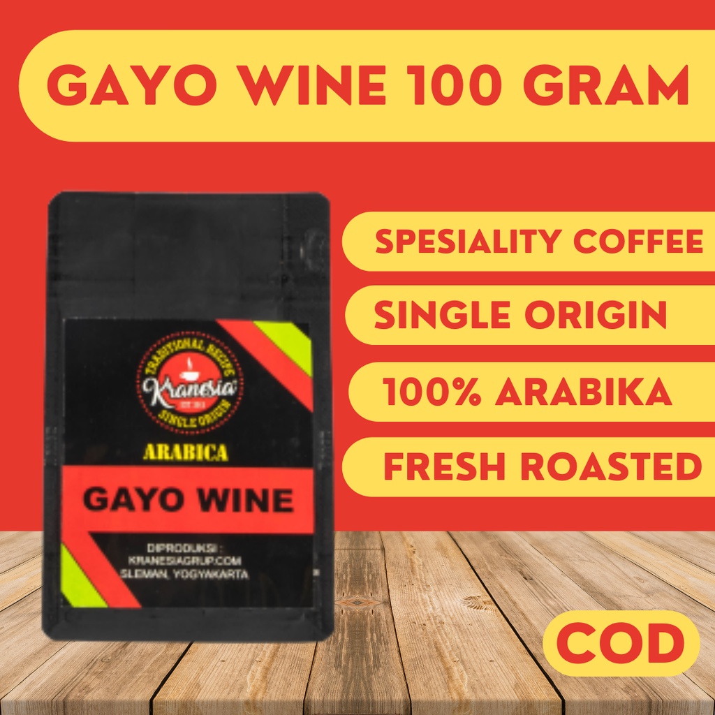 

KOPI ARABICA GAYO WINE 100 GR BIJI BUBUK ARABIKA COFFEE